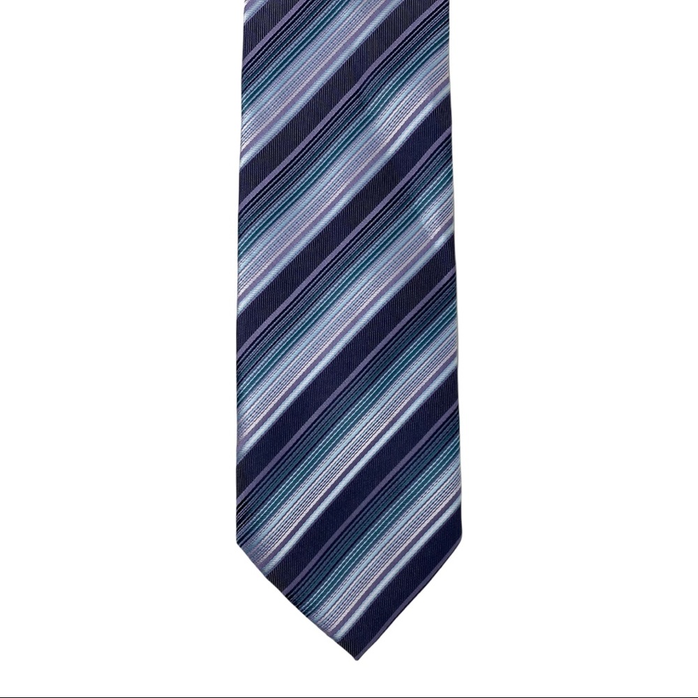 Bergamo Striped Silk Tie, Blue